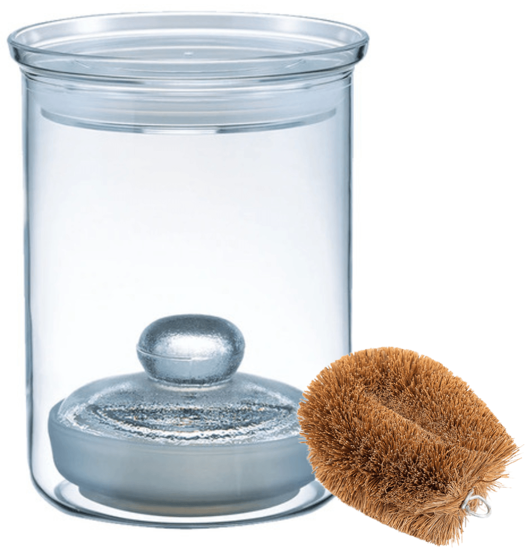Glazen pickle pers met groenteborstel