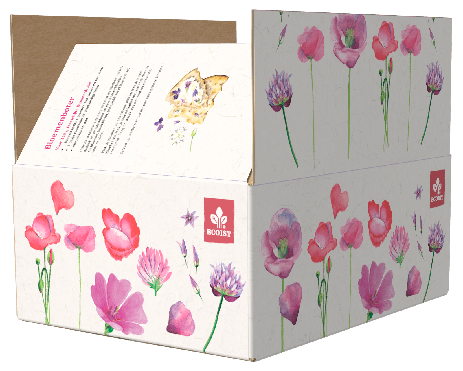 Luxe roze bloemenboter geschenkdoos